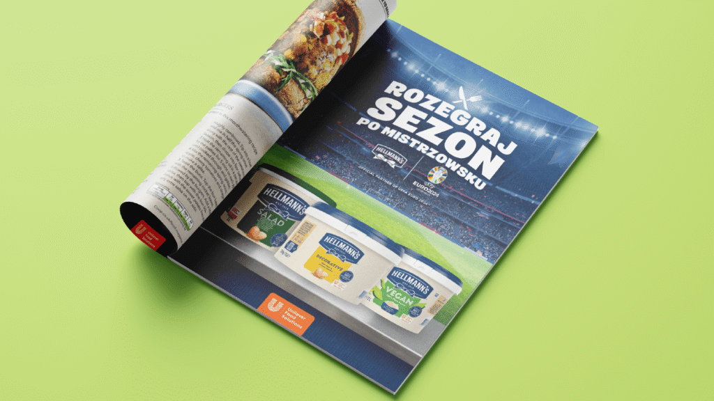 Strona z reklamą majonezu Hellmann’s w magazynie dla branży HoReCa.